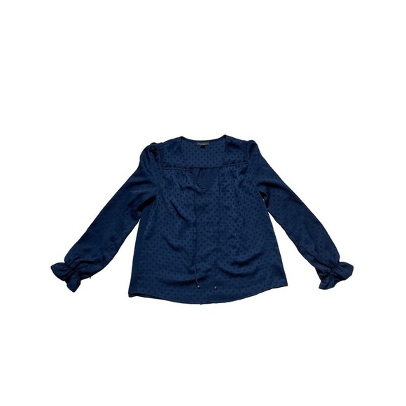Anthropologie Current Air Blue Blouse w/ ruffle sleeves. Women's XS - Picture 1 of 8
